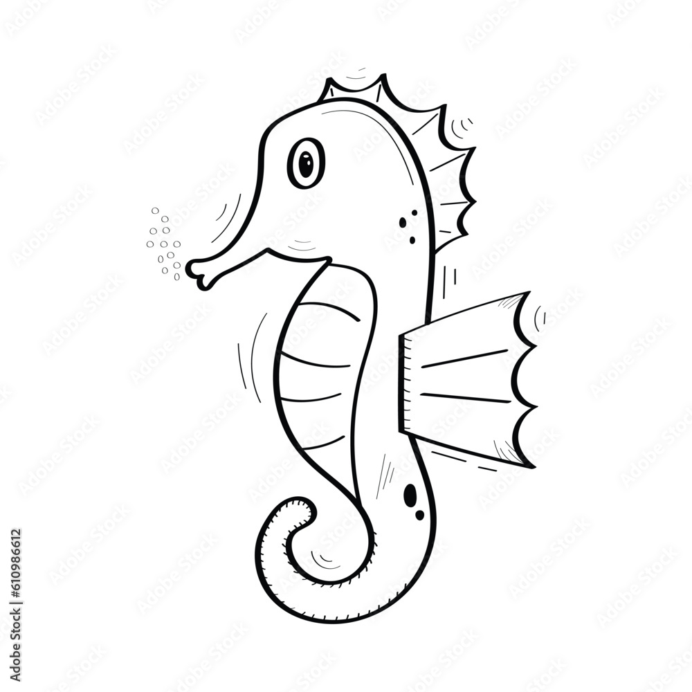 Fototapeta premium Hand Drawn Seahorse Icon Vector Design.