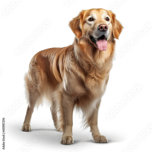 Golden Retriever dog isolated in white background, ai generated