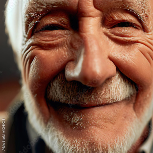 Close-Up Portrait Of A Happy Elderly Gentleman - AI Image