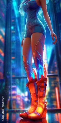 closeup of legs of a cyber woman, generative ai