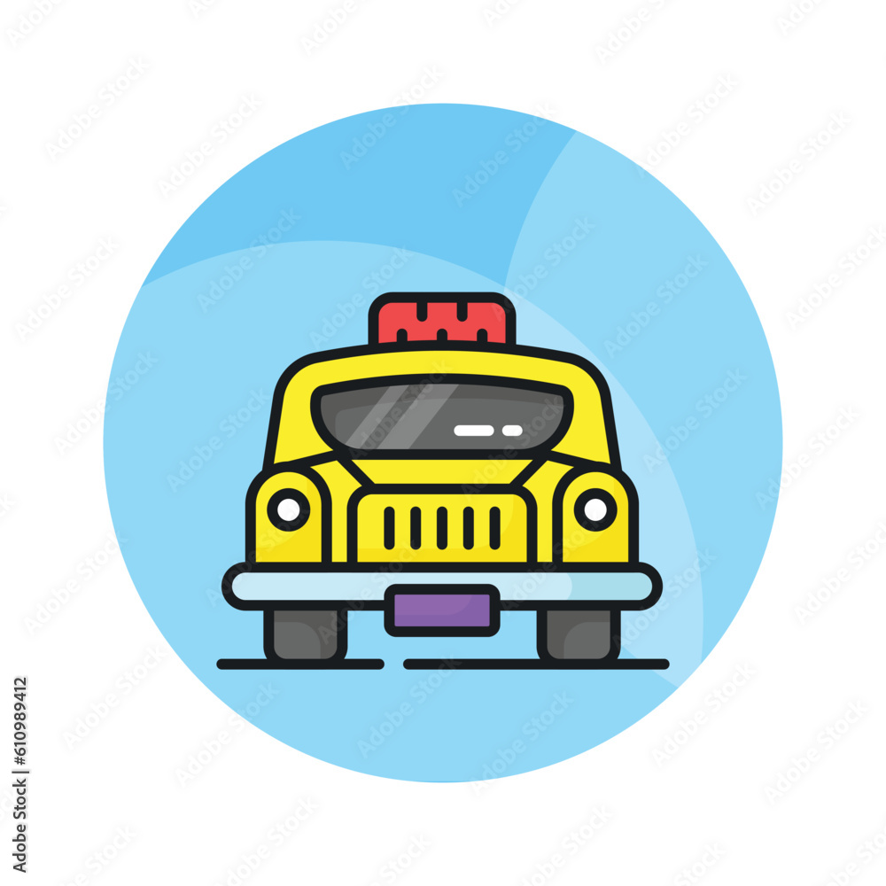 An icon of taxi in trendy style, local transport automobile An icon of taxi in trendy style, local transport automobile