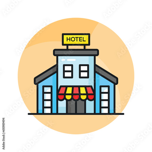 Fototapeta Naklejka Na Ścianę i Meble -  Beautifully designed icon of hotel, modern style vector of hotel building customizable and easy to use