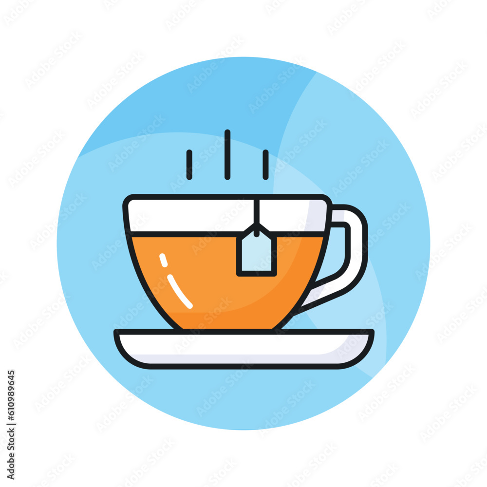 A hot tea cup vector icon design, hot beverage concept A hot tea cup vector icon design, hot beverage concept
