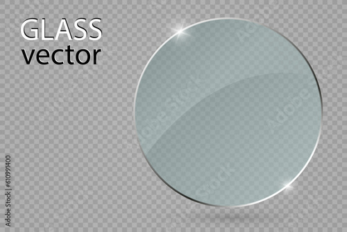 Vector glass banners on transparent background.Empty transparent glass frame. Clean vector background.	
