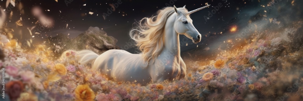Fantasy unicorn. Concept of magic and enchantment. Generative AI Fantasy unicorn. Concept of magic and enchantment. Generative AI