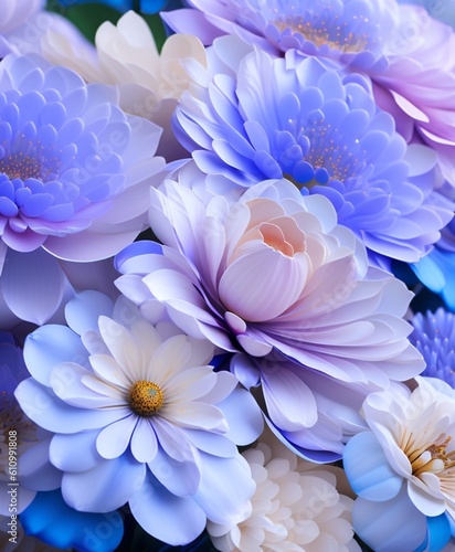 blue and white dahlia