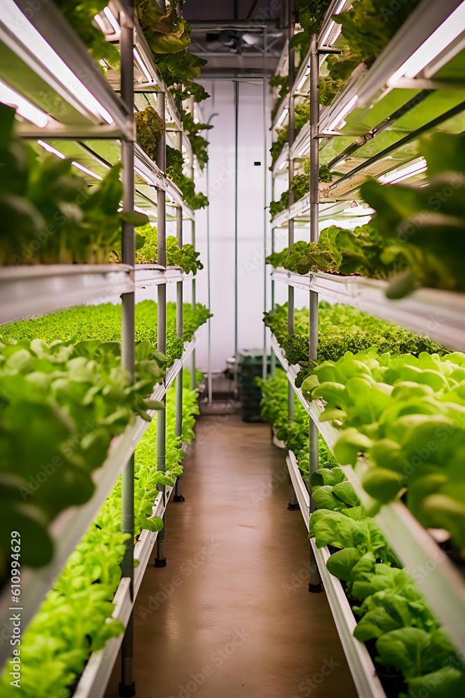Freshness in the Air: Spacious Greenhouse Showcasing Vertical Farming and Nutritious Harvest