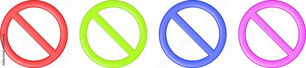 Prohibition Sign 3d set ,ban icon Prohibition Sign 3d set ,ban icon