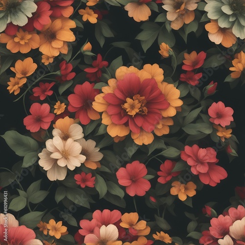 Mystical seamless pattern, vintage floral background. Generative AI