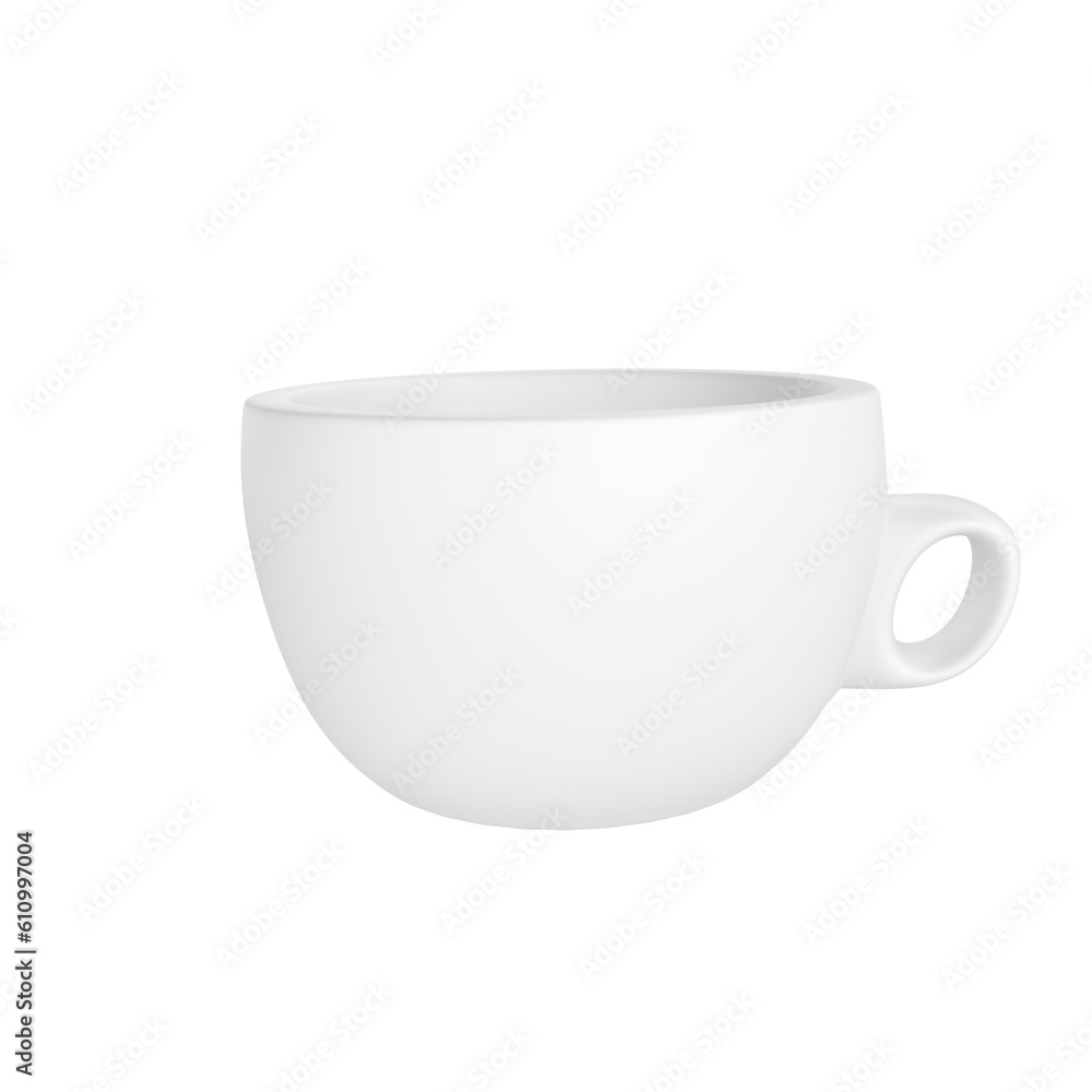3d photo realistic white cup icon mockup rendering. Design Template for Mock Up. ceramic clean white mug with a matte effect isolated transparent png