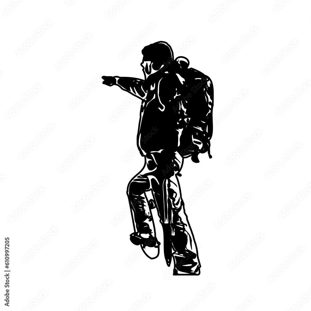 Black silhouette sketch of a mountain climber with transparent background Black silhouette sketch of a mountain climber with transparent background
