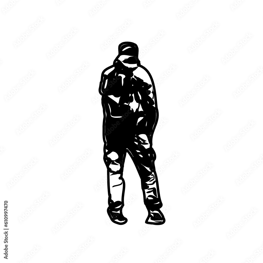Black silhouette sketch of a mountain climber with transparent background Black silhouette sketch of a mountain climber with transparent background