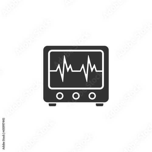 Cardiogram machine vector Solid Icon Design illustration. Medical Symbol on White 