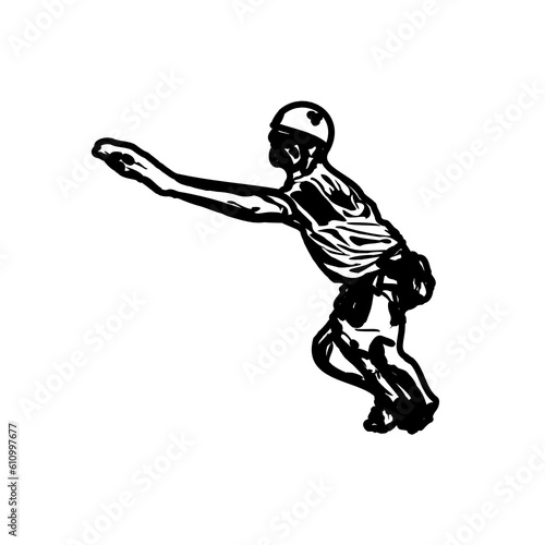 Black silhouette sketch of a mountain climber with transparent background