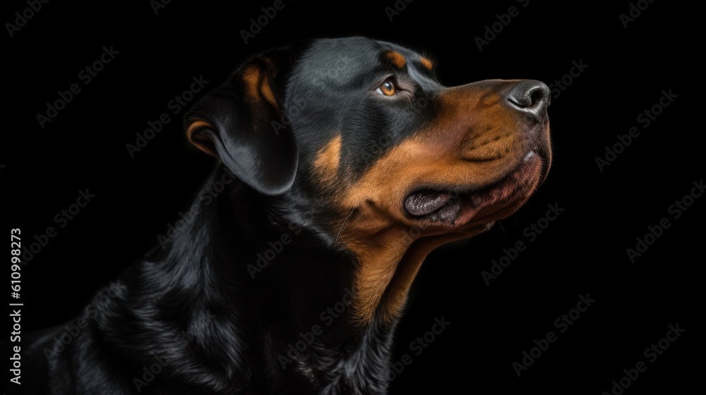 Rottweiler on black background