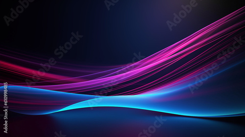 High-speed light trails effect. Futuristic dynamic motion technology. Neon color glowing lines background. Generative AI 