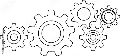 Gear icon. Connected cogs gears. Business Gear wheel isolated on white background. Vector illustration.