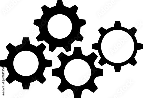 Gear icon. Connected cogs gears. Business Gear wheel isolated on white background. Vector illustration.