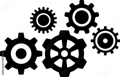 Gear icon. Connected cogs gears. Business Gear wheel isolated on white background. Vector illustration.