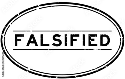 Grunge black falsified word oval rubber seal stamp on white background