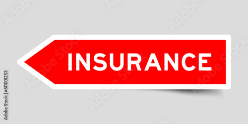 Red color arrow shape sticker label with word insurance on gray background Free Download Red color arrow shape sticker label with word insurance on gray background - GFXLoad