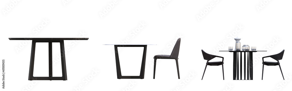diner table isolated on white background, 3D illustration, cg render diner table isolated on white background, 3D illustration, cg render