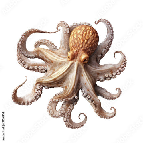 Yellow Octopus with tranparent background