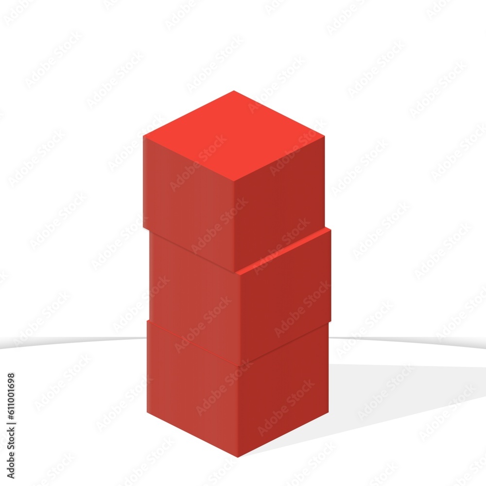 Fototapeta premium stack of red cube. 3d red cube. 3d object. isolated on white.