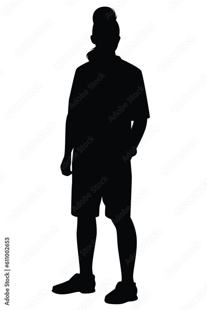 Young man in modern fashion clothing style silhouette vector