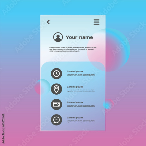 Gradient glass morphism e commerce app template