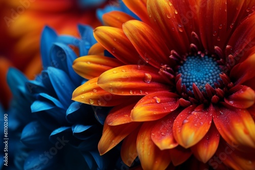 macro close-up photography of vibrant color flower as a creative abstract background, generative ai