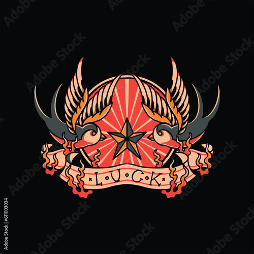 swallow tattoo illustration vector design