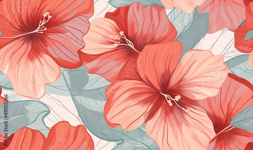 hibiscus in watercolor style with pastel colors