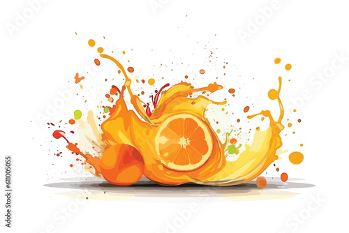 orange juice splash isolated on white