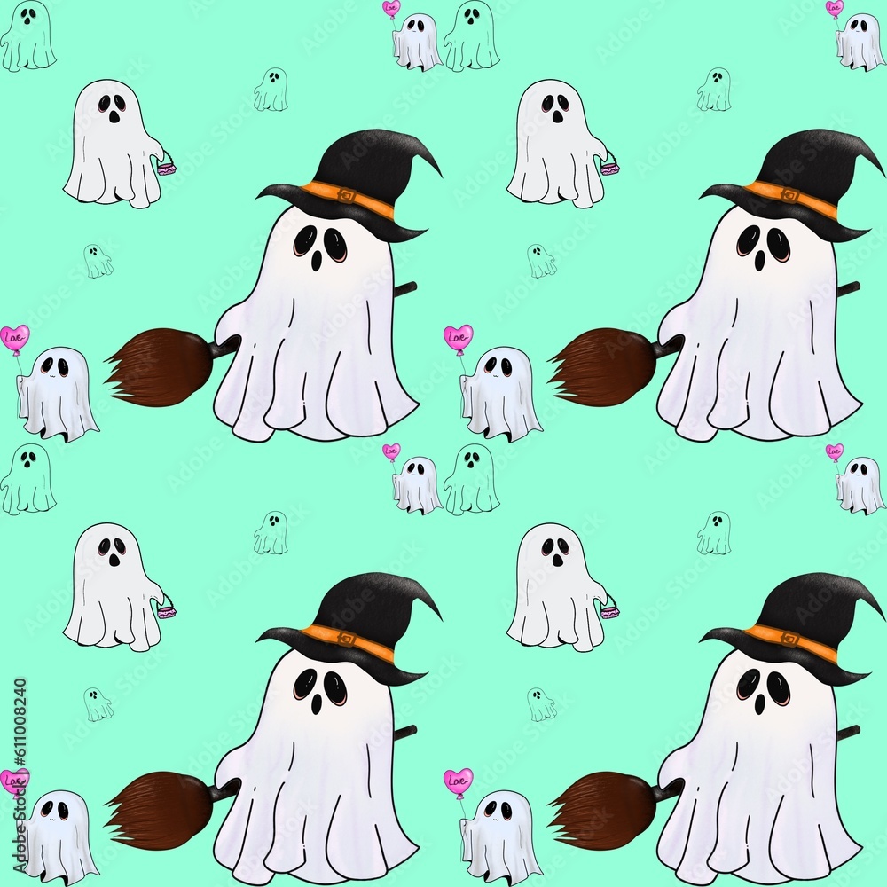 Obraz premium Green pattern with monster boo