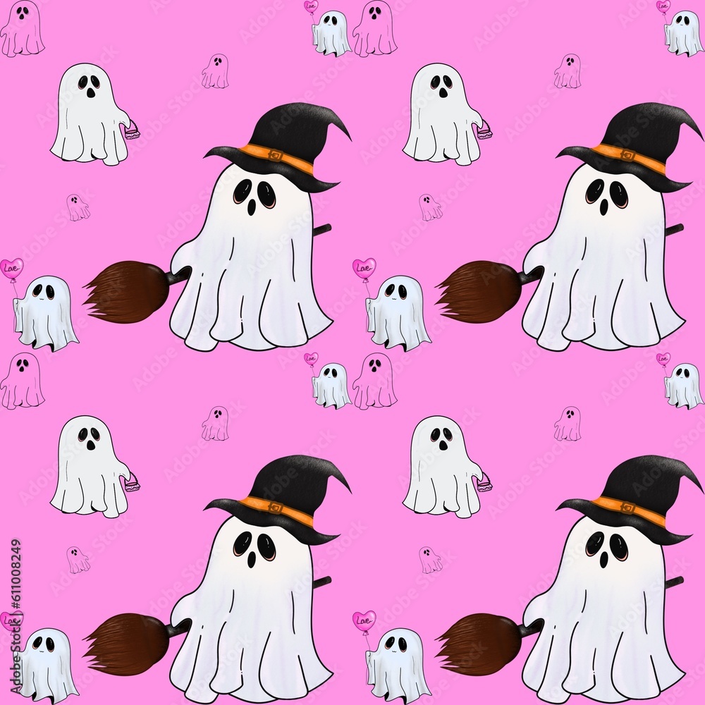 Obraz premium Pink pattern Halloween 