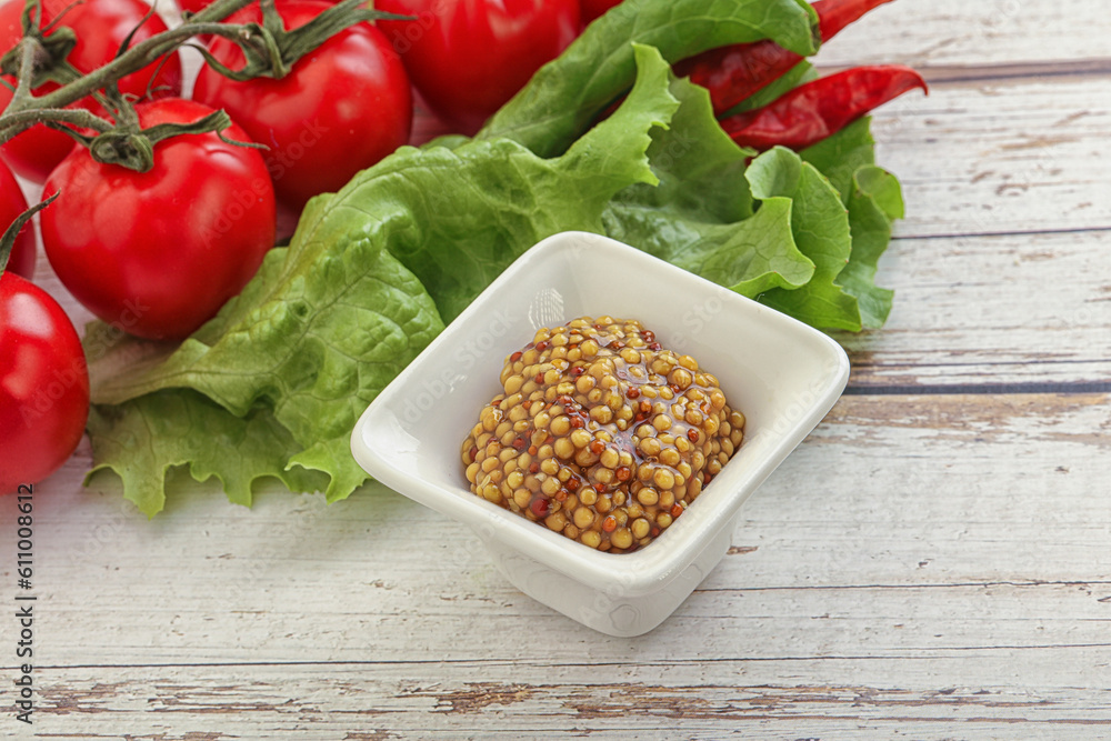 Mustard seeds sauce in the bowl Mustard seeds sauce in the bowl