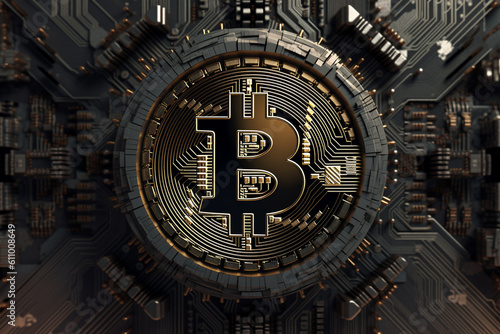 Generative ai. Bitcoin close up illustration