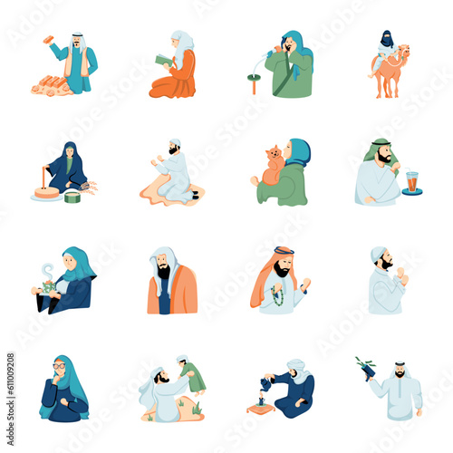 Wallpaper Mural Pack of Muslim People Flat Illustrations 

 Torontodigital.ca