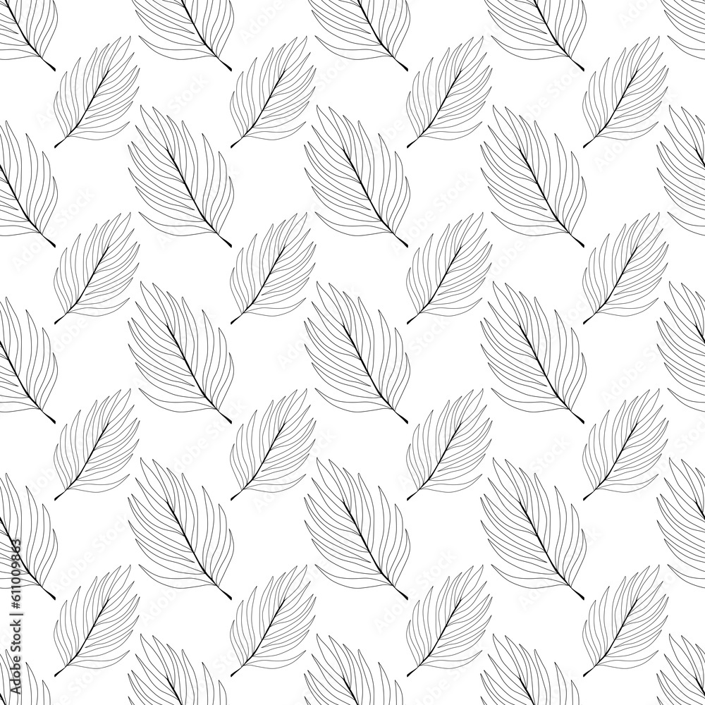 Leaf pattern, black and white pattern, leaves, nature, leaf patterns, one line, art line, minimalism 
