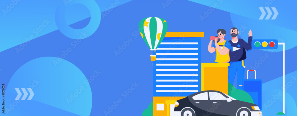 Flat vector concept operation hand-drawn illustration of people taking a taxi
Flat vector concept operation hand-drawn illustration of people taking a taxi