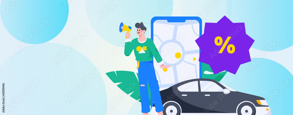 Naklejka premium Flat vector concept operation hand-drawn illustration of people taking a taxi 