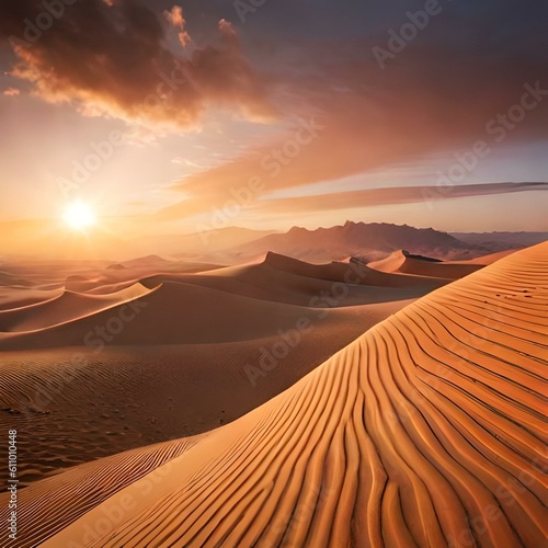 Magical sunset in the desert scenery