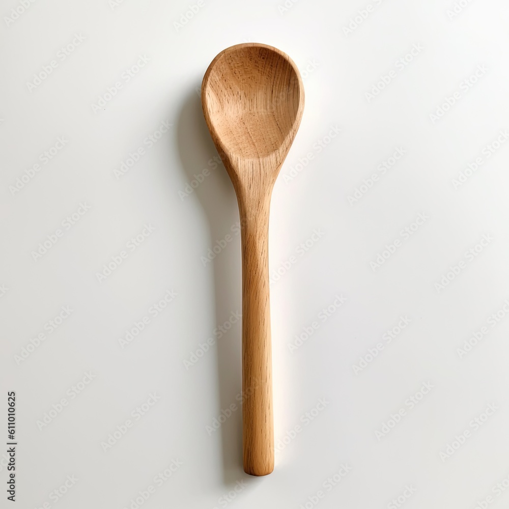 Wooden spoon on a white background - created using generative AI tools Wooden spoon on a white background - created using generative AI tools