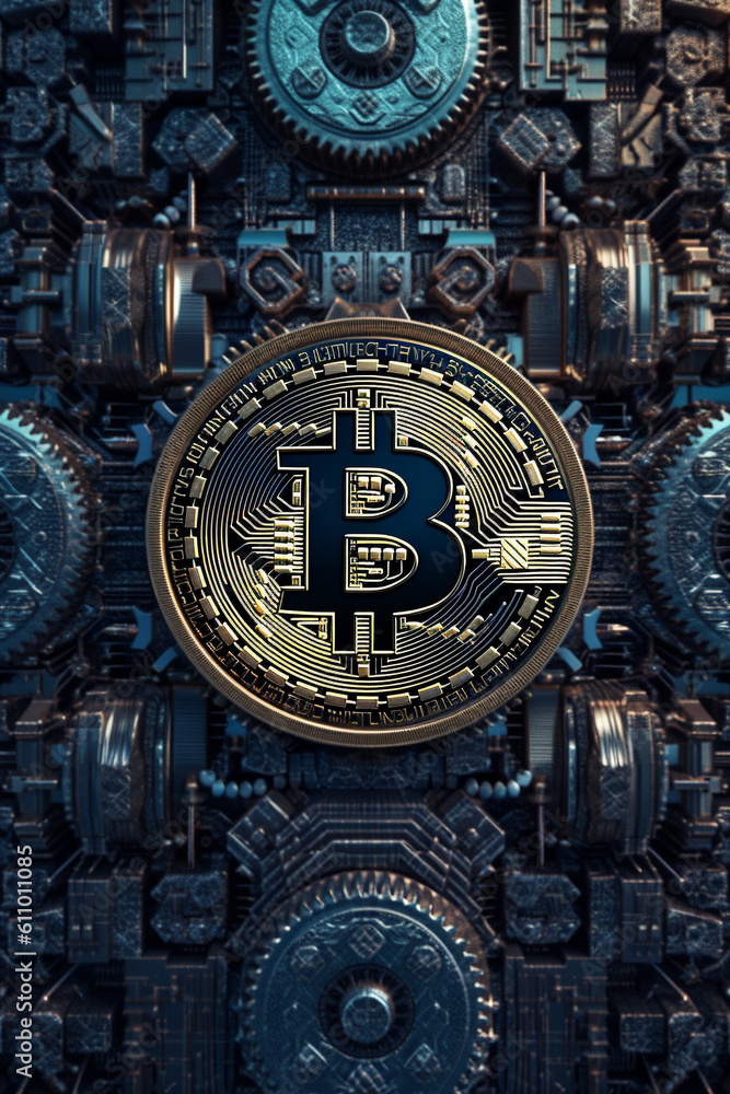 Generative ai. Bitcoin close up illustration