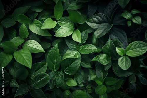 close up of green leaves background  generative ai