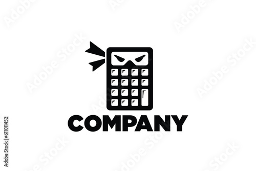 Creative logo design depicting a calculator shaped like a ninja. 