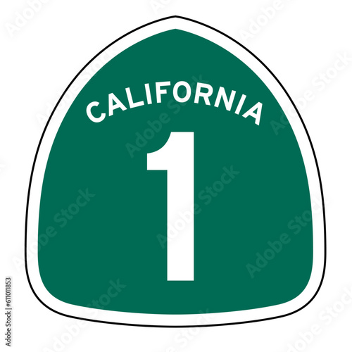 California State Route 1 sign, CA 1, isolated road sign vector