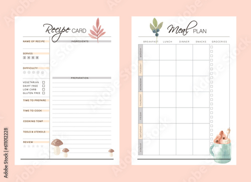 Recipe Card Meal Planner (mushroom).