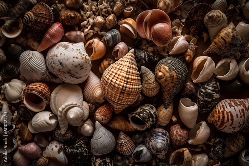 various seashell background, generative ai